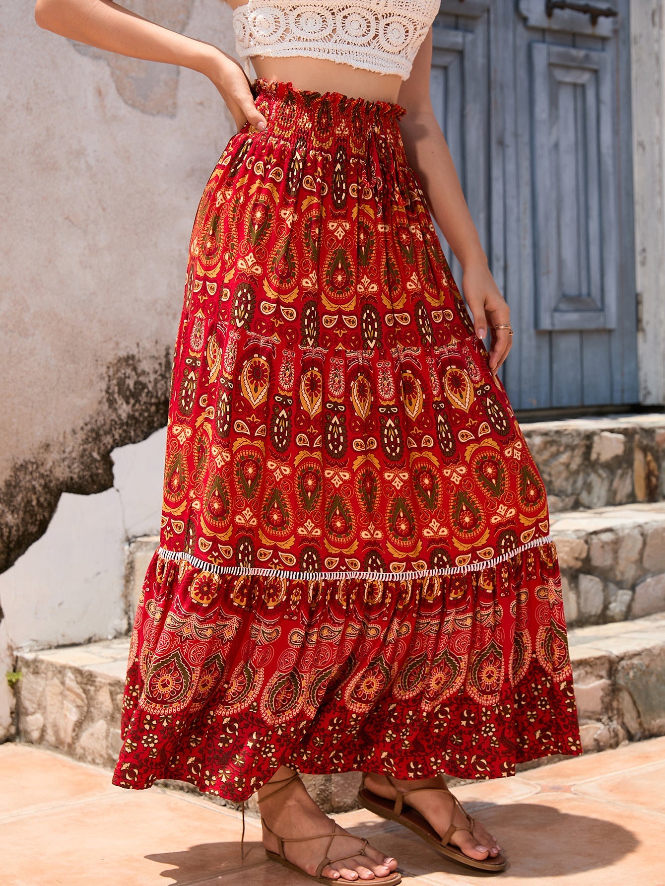 YMKE | Zomerse Maxi Rok Voor Dames Met Boho Print - Elegant, Uniek & Modieus