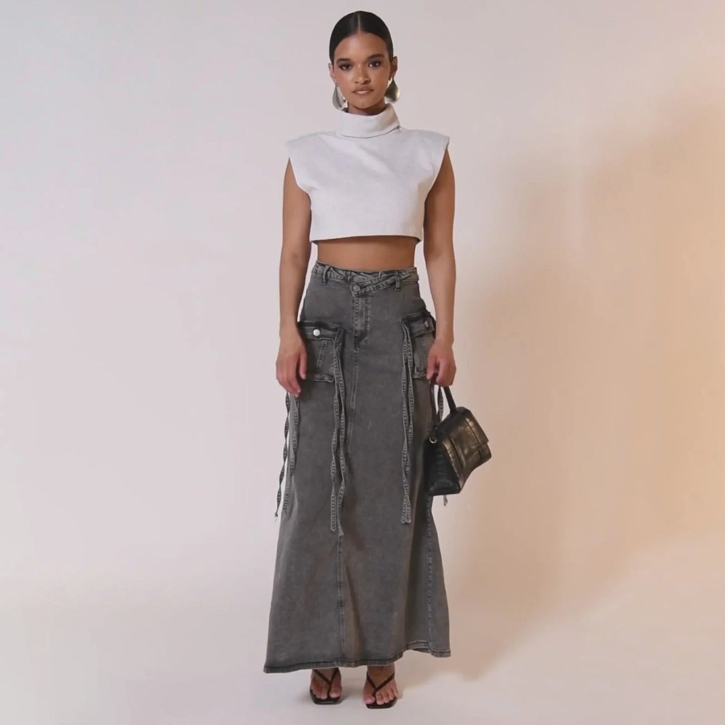 NOVA | Denim Maxi Rok Voor Dames - Modieus, Stijlvol & Flatterend
