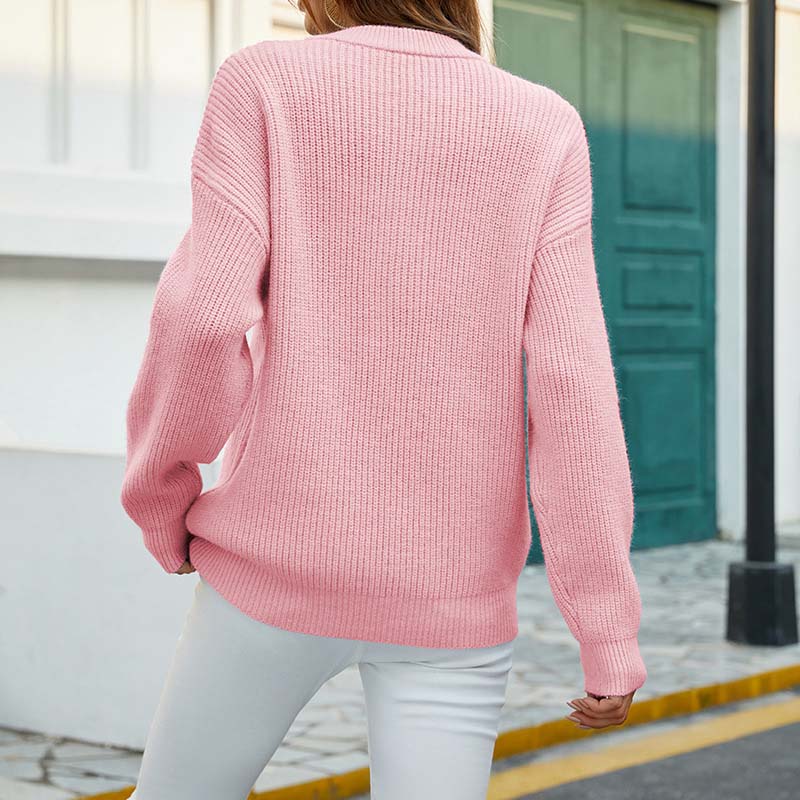 LORRAINE | Casual Gebreide Trui Met Ronde Hals & Knoopdetails – Perfect voor de Herfst & Winter