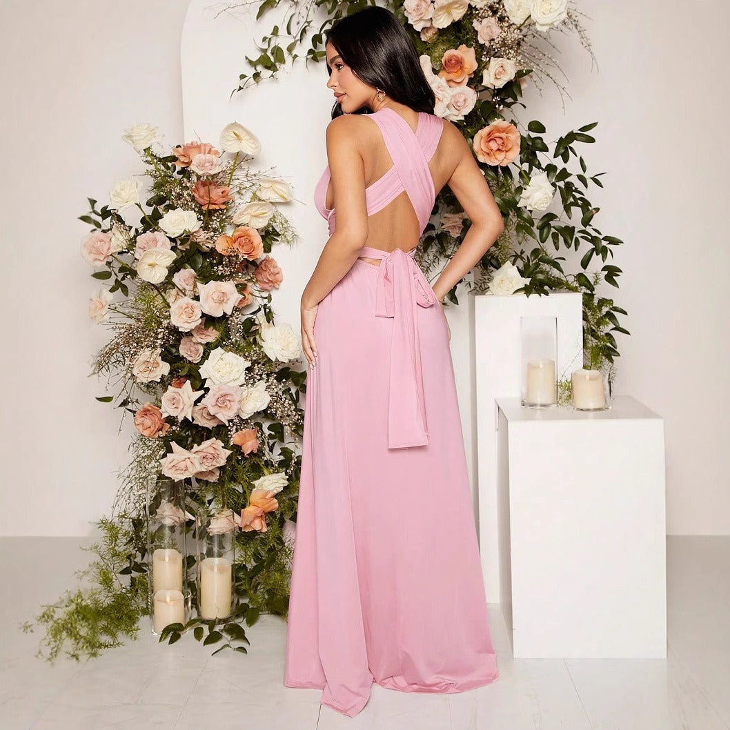 VALERIA | Lange Damesjurk Met Gekruiste Halslijn En Elastische Taille – Elegant, Comfortabel, Verfijnd
