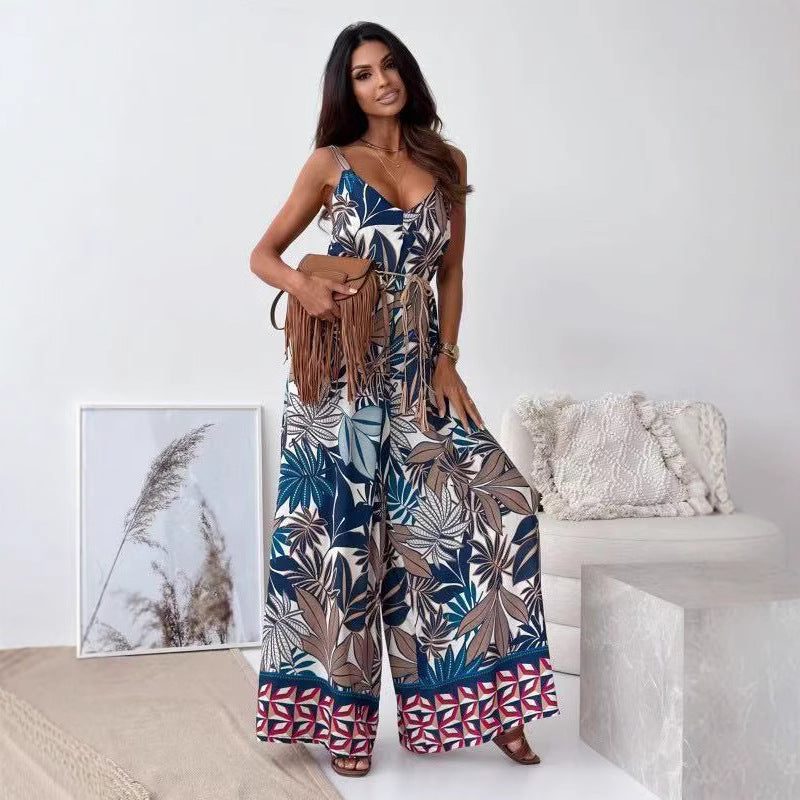 JULES | Luchtige Jumpsuit Met V-Hals, Spaghettibandjes En Wijde Pijpen – Vrouwelijk, Ademend & Perfect Voor Zomerse Dagen