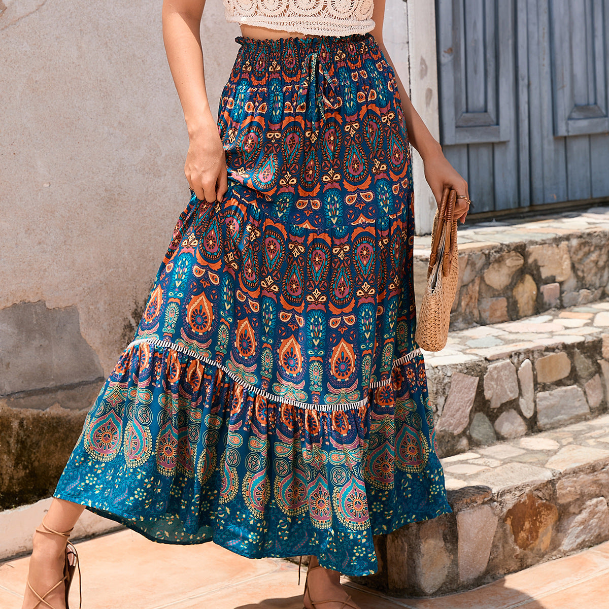 YMKE | Zomerse Maxi Rok Voor Dames Met Boho Print - Elegant, Uniek & Modieus