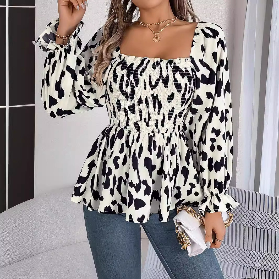 DORE | Getailleerde Blouse Top Voor Dames Met Dierlijke Print - Stijlvol & Luchtig