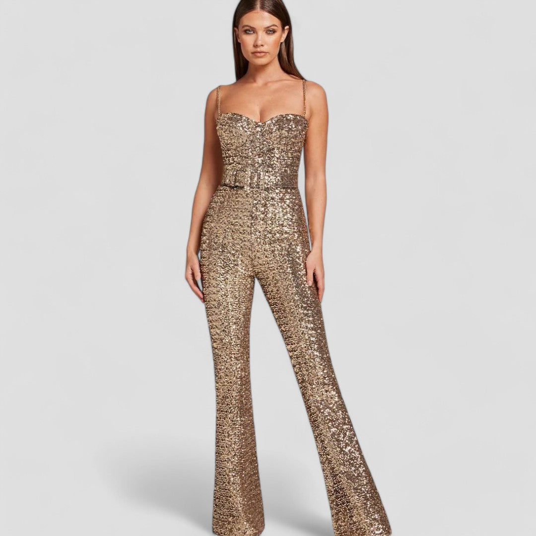 PENNY | Dames Avond Jumpsuit Goud - Feestelijk, Luxe & Elegant