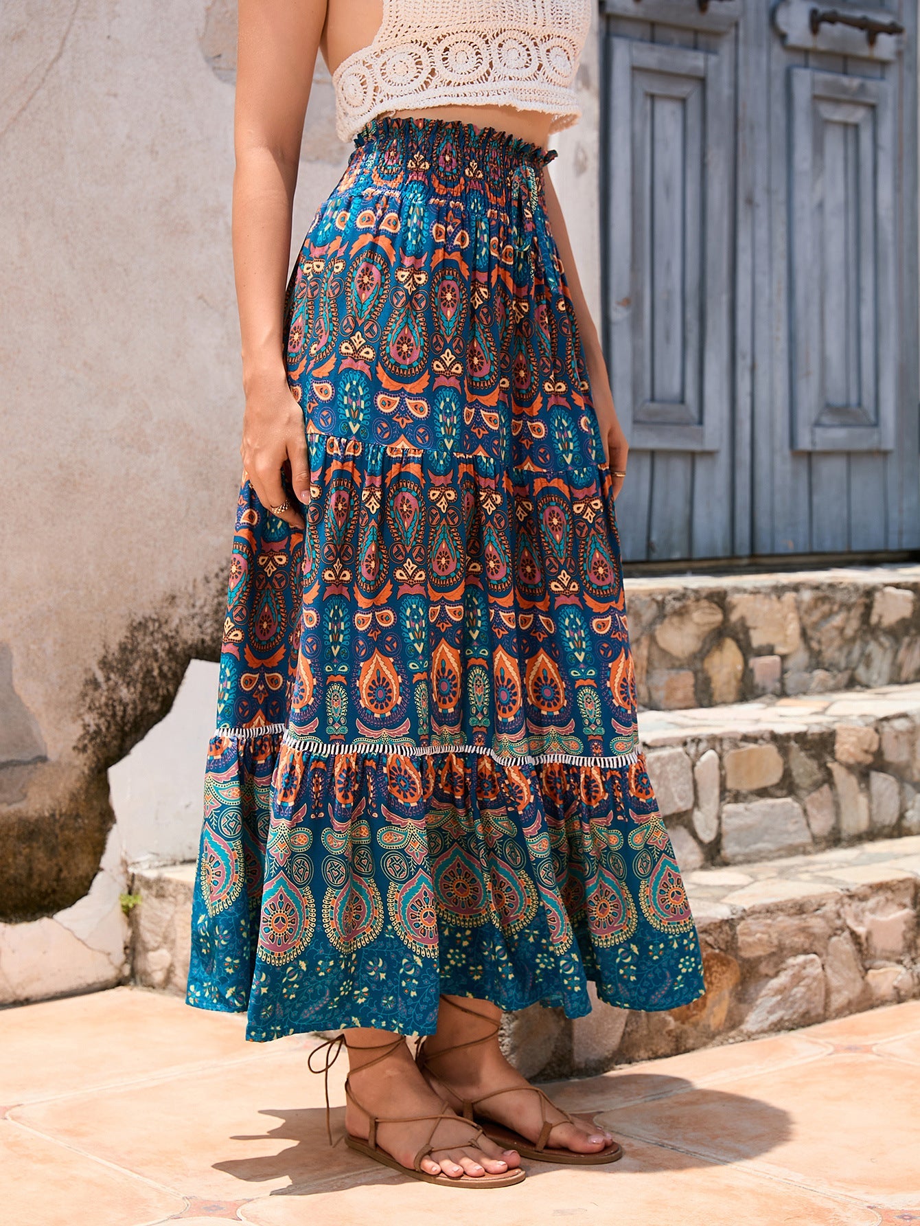 YMKE | Zomerse Maxi Rok Voor Dames Met Boho Print - Elegant, Uniek & Modieus