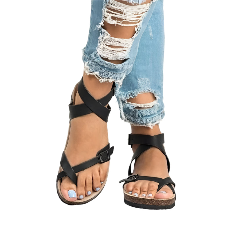 ELIZA | Casual Sandalen Voor Dames Met Kruisband & Gespen - Zomers, Stijlvol & Comfortabel