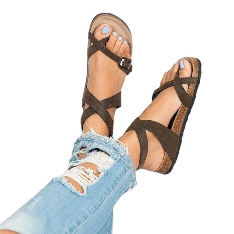 ELIZA | Casual Sandalen Voor Dames Met Kruisband & Gespen - Zomers, Stijlvol & Comfortabel