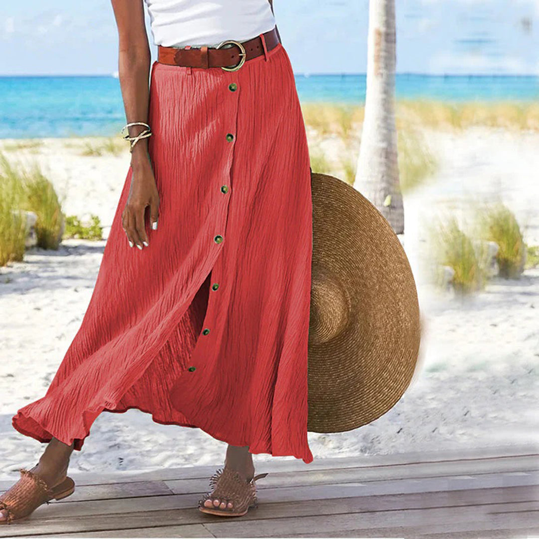 TAVIRA | Maxi Zomer Rok Voor Dames Met Blouse knoop Design - Zomers & Luchtig