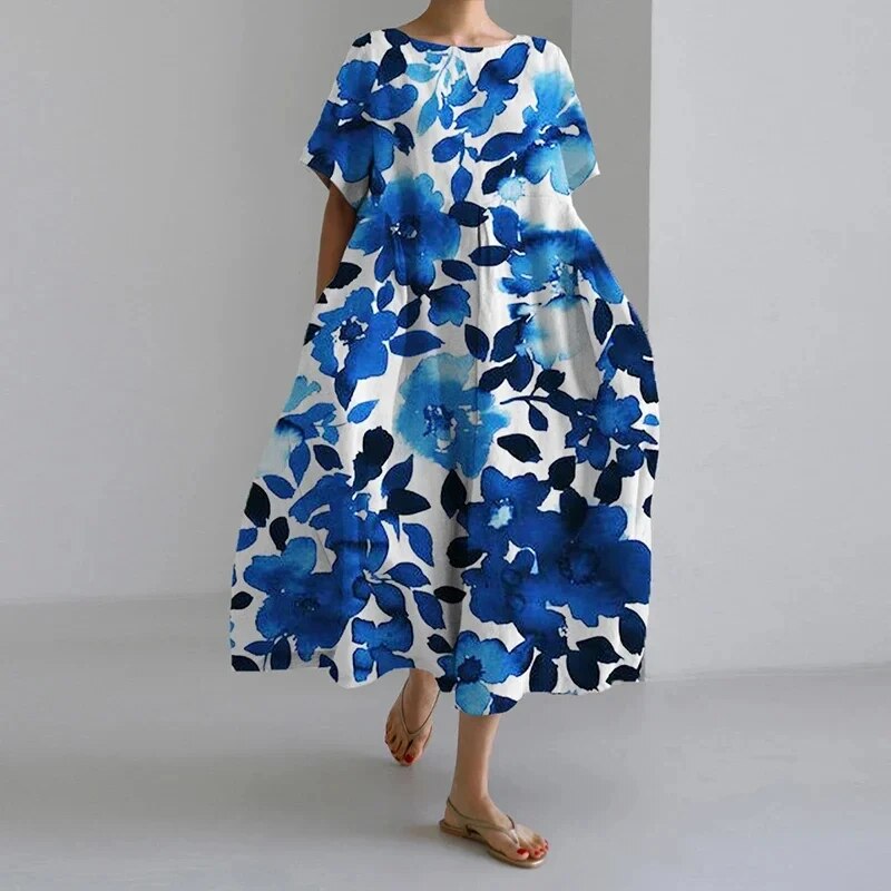 SERINA | Bedrukte Damesjurk Met Bloemenprint – Tijdloos, Vrouwelijk & Comfortabel Voor Elke Zomerdag