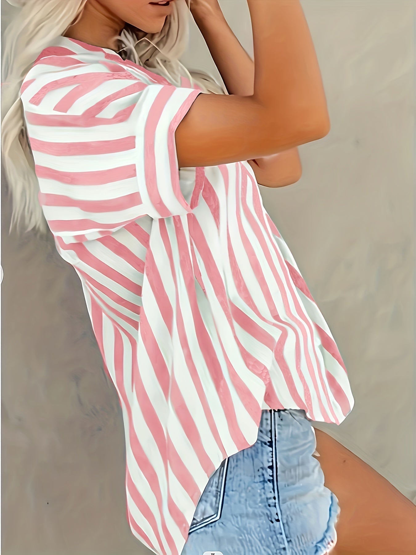 FREJA | Zomerse Damesblouse met Verticale Strepen en Kraag