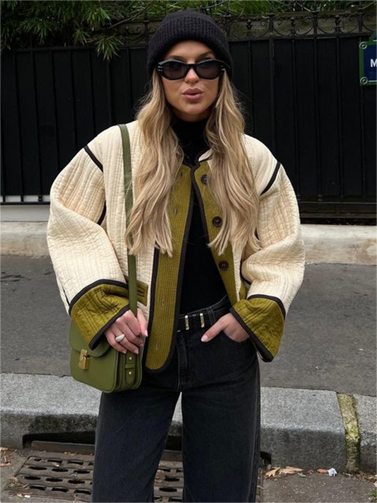 MICHON | Oversized Gewatteerde Jas Voor Dames Met Franse Style - Comfortabel & Modieus