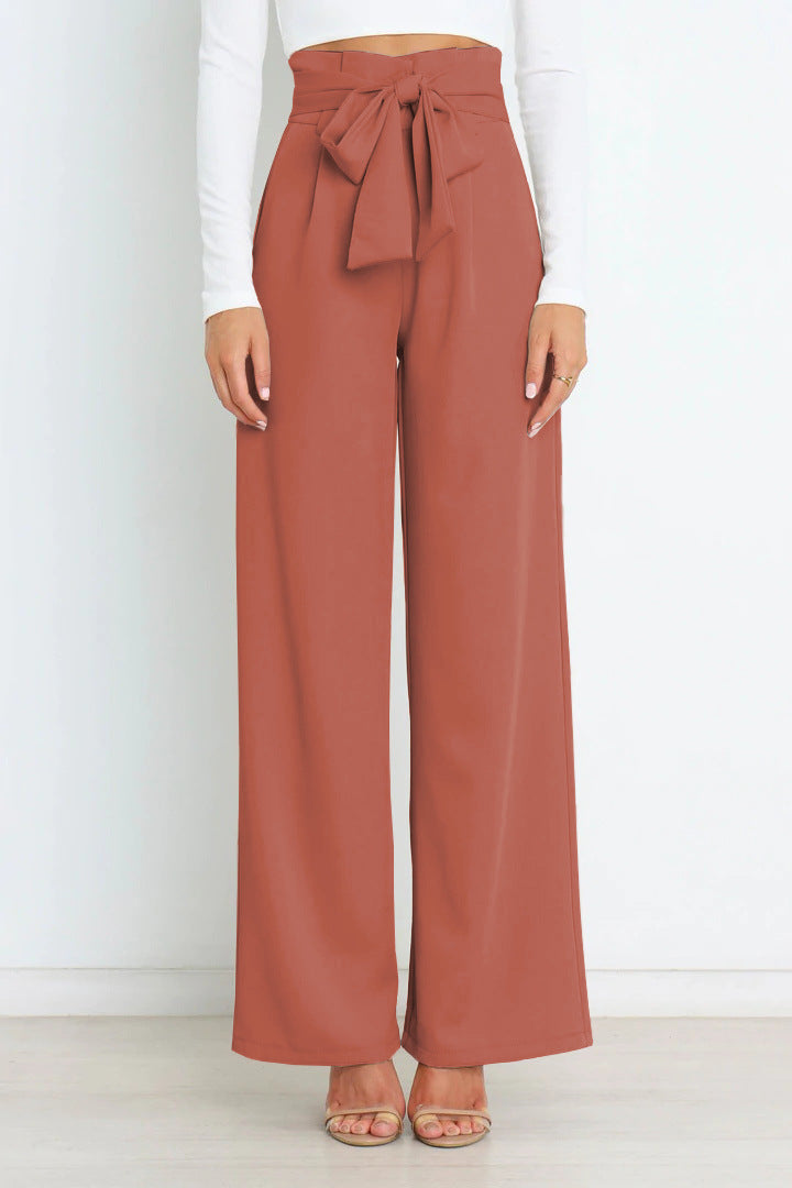 ELAYNAH | Wijde Panthalon Voor Dames Met Hoge Taille & Strik Design
