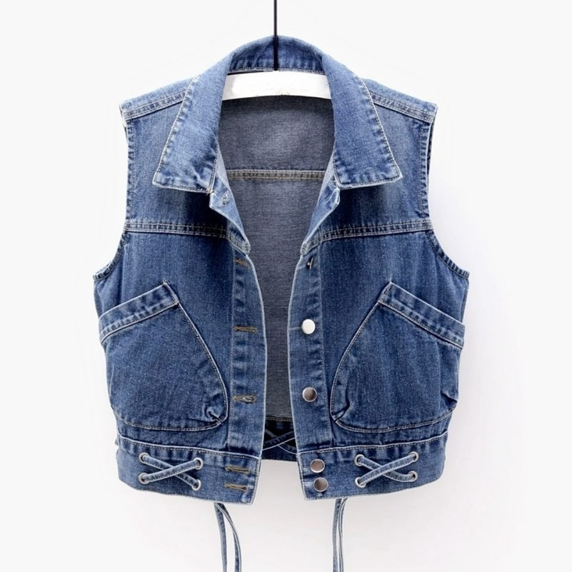 CAROLINE | Klassiek Denim Vest Met Vintage Wassing – Stoer, Tijdloos, Casual Chic