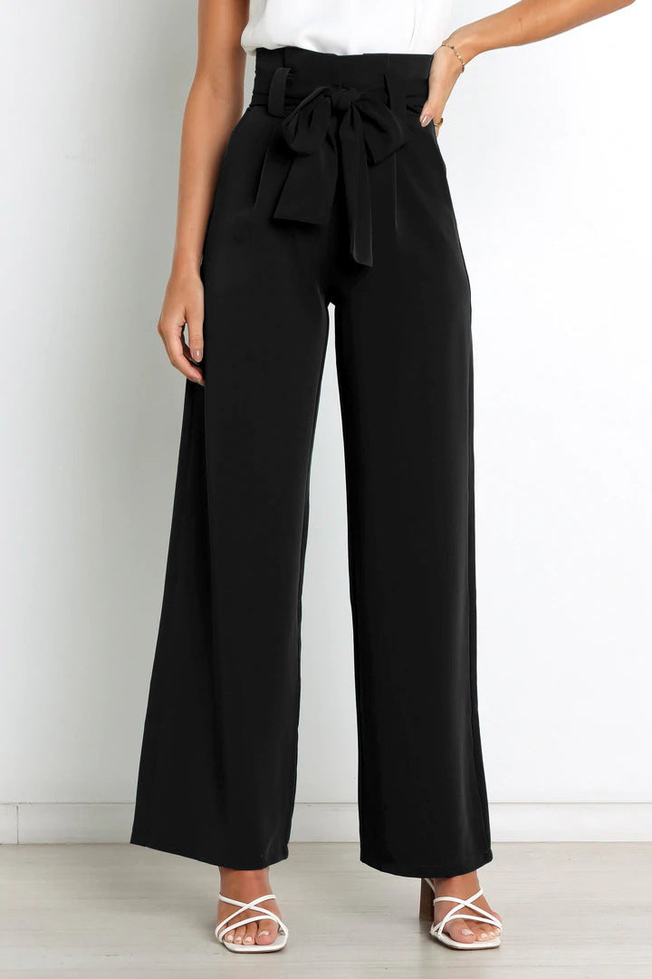 ELAYNAH | Wijde Panthalon Voor Dames Met Hoge Taille & Strik Design