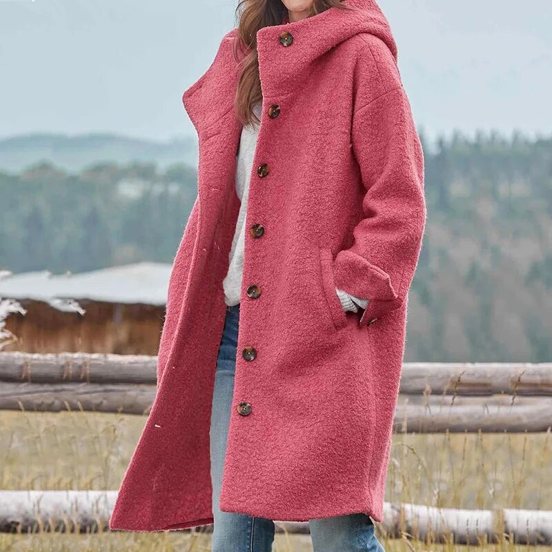 HADLEY | Stijlvolle Warme Wollenjas Voor Dames Met Knopen – Warm, Elegant & Windproof Voor Elk Avontuur