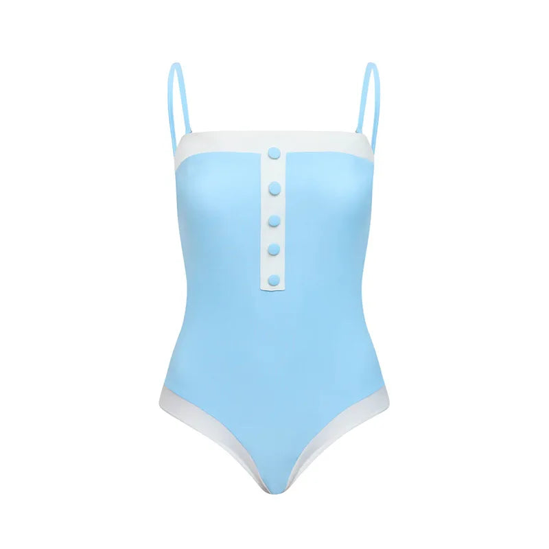 ANGELIKA | Elegant Dames Badpak met Knopen – Tijdloze Strandlook met Klasse