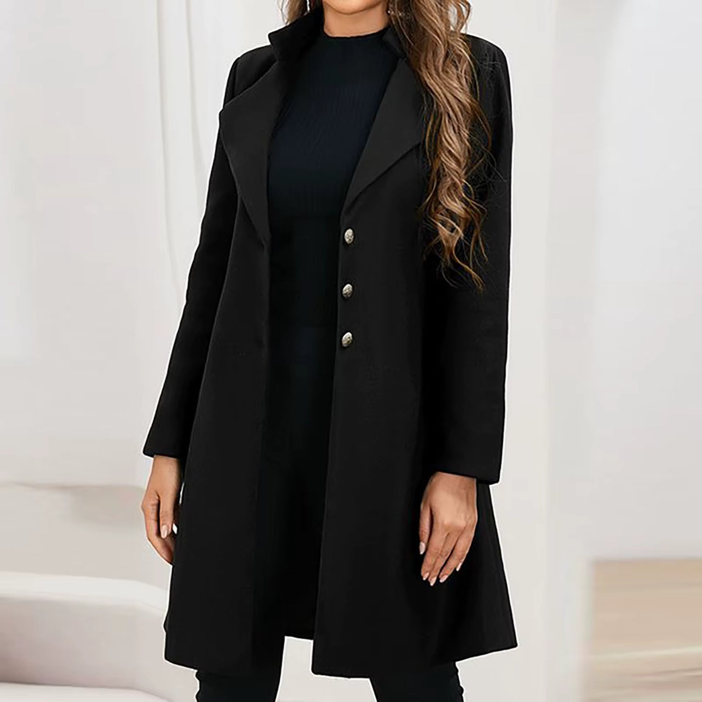 Lange Dames Mantel Jas – Italiaanse elegantie in Prestige wol, warm & stijlvol voor herfst en winter