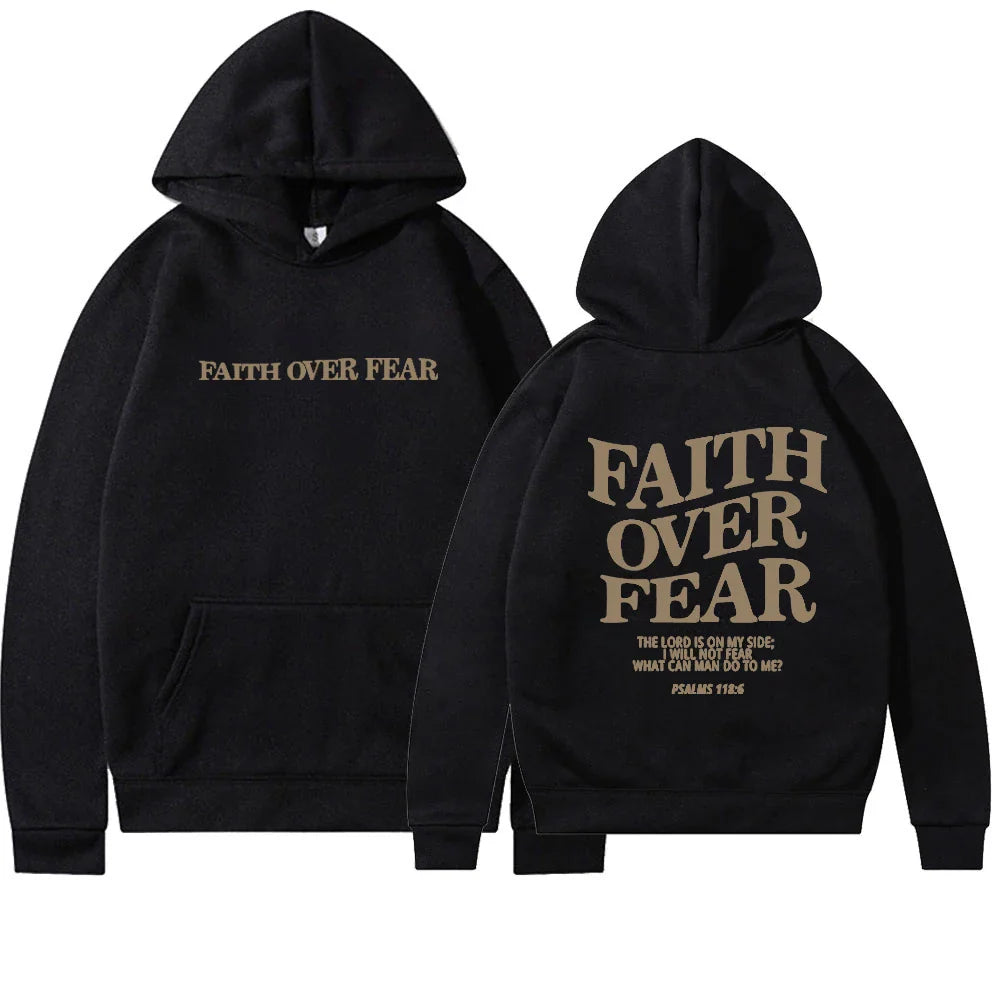FAITH | Hoodie Voor Dames Met ‘Faith Over Fear’ Print – Zacht, Geloofsvol & Perfect Voor Elke Dag