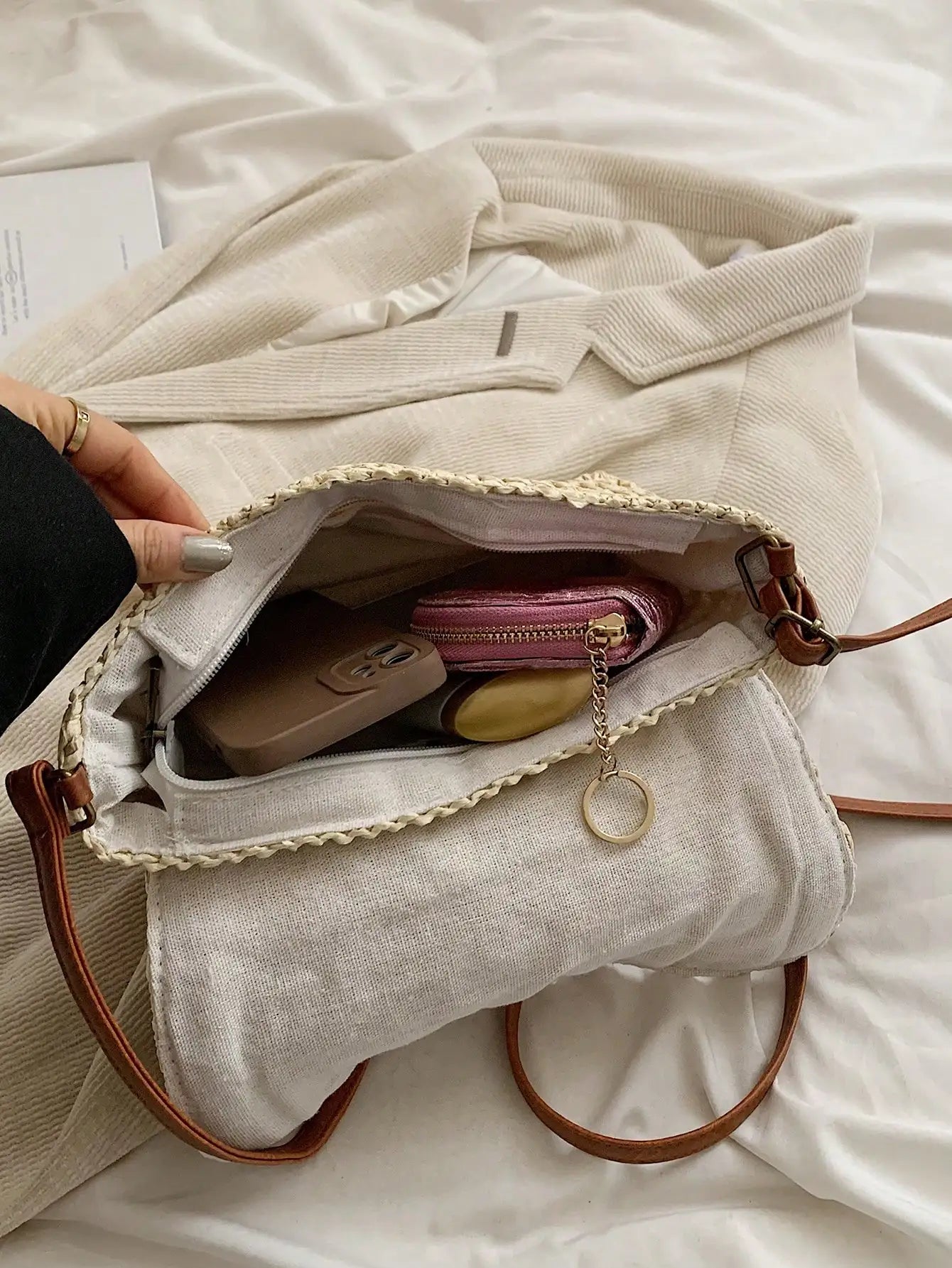 YUKO | Zomerse Geweven Dames Schoudertas in Rietstijl - Zomers, Functioneel & Perfect Voor op Vakantie