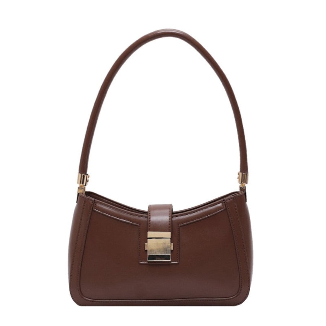 FLORE | Dames Leren Handtas Met Unieke Gesp Sluiting – Gestructureerd Design Met Flap En Metalen Sluiting – Tijdloos En Elegant