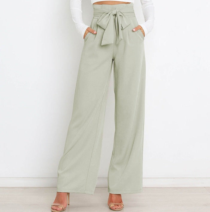 ELAYNAH | Wijde Panthalon Voor Dames Met Hoge Taille & Strik Design