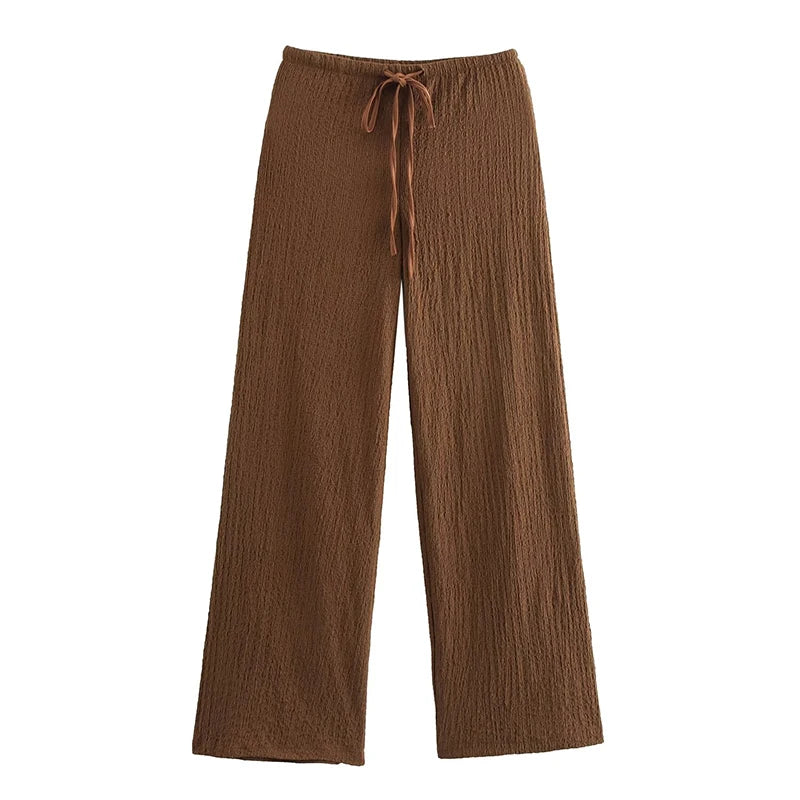 ZOMERSET | Luchtige dames set met knopen & strikkoord – verkrijgbaar in zwart en bruin