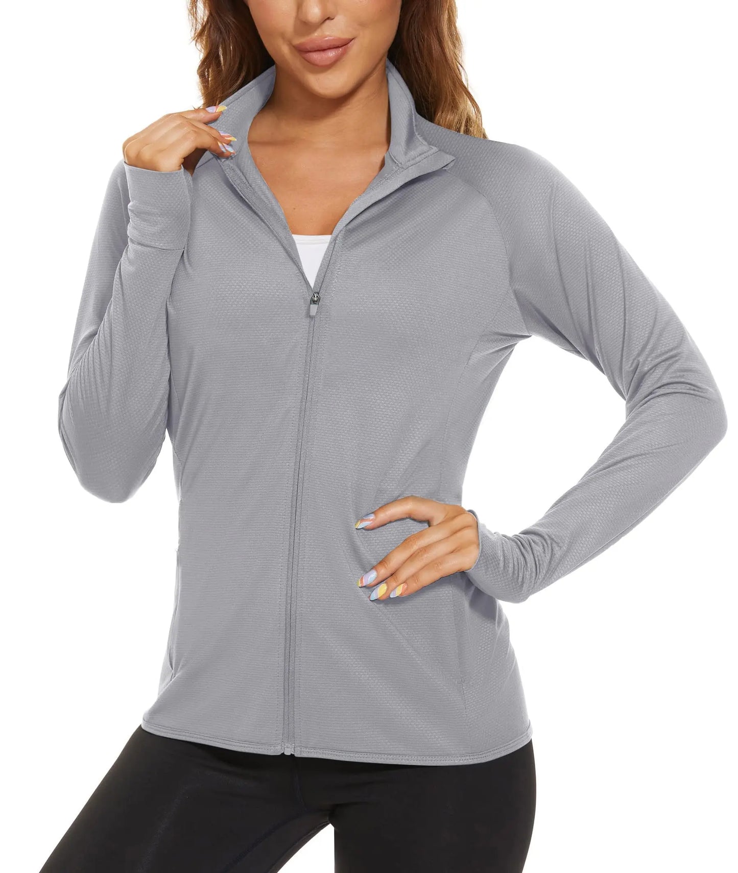 RIVKA | Sportief Damesvest Met Rits, Duimgaten & UV-bescherming – Licht, Functioneel & Ideaal Voor Actieve Dagen