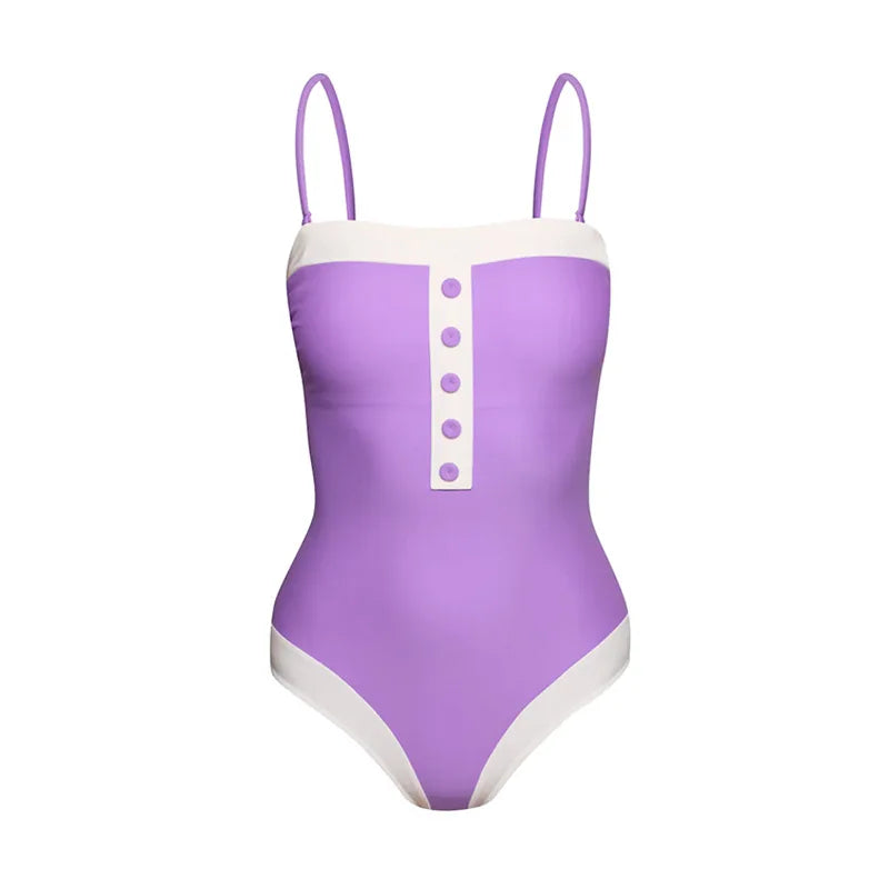 ANGELIKA | Elegant Dames Badpak met Knopen – Tijdloze Strandlook met Klasse