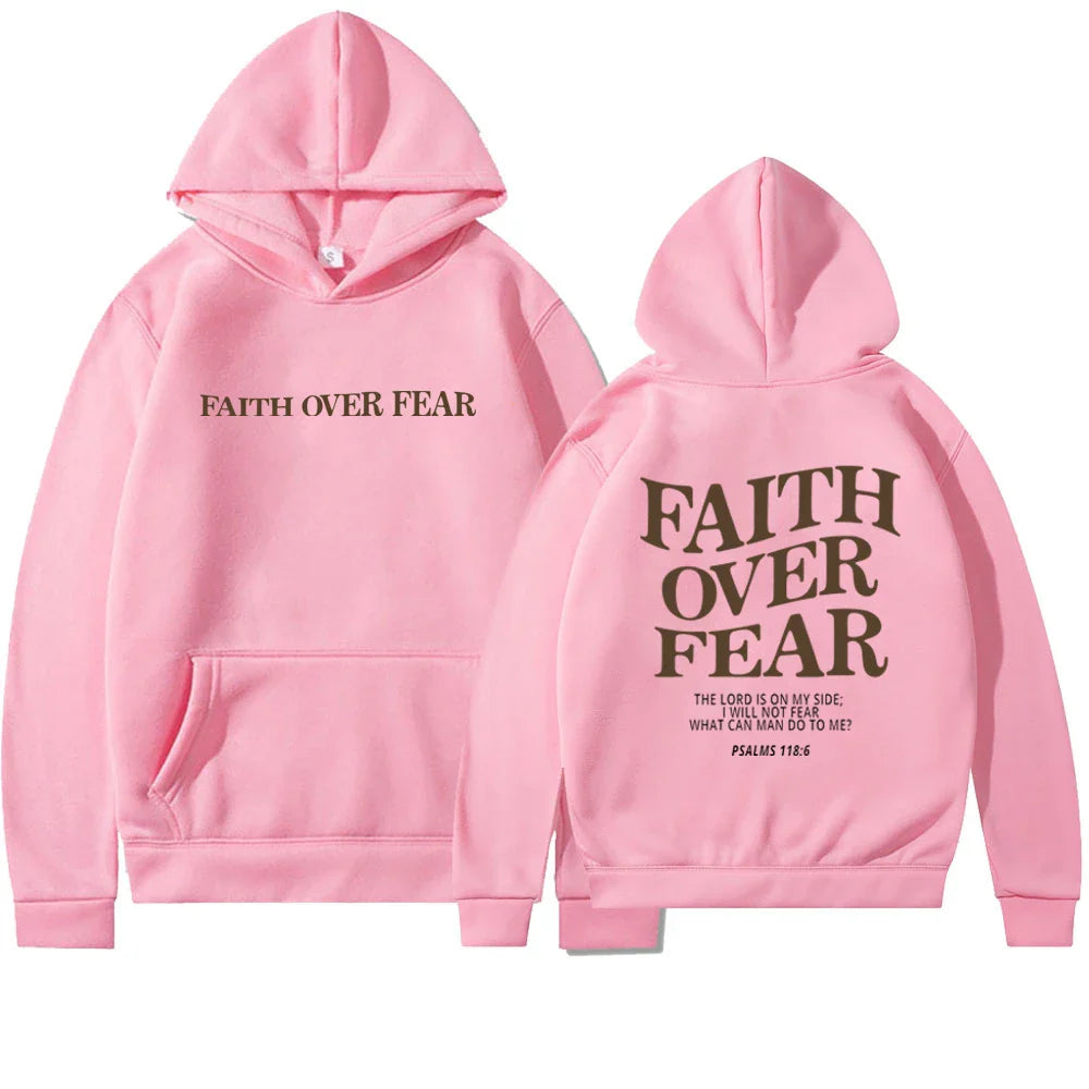 FAITH | Hoodie Voor Dames Met ‘Faith Over Fear’ Print – Zacht, Geloofsvol & Perfect Voor Elke Dag