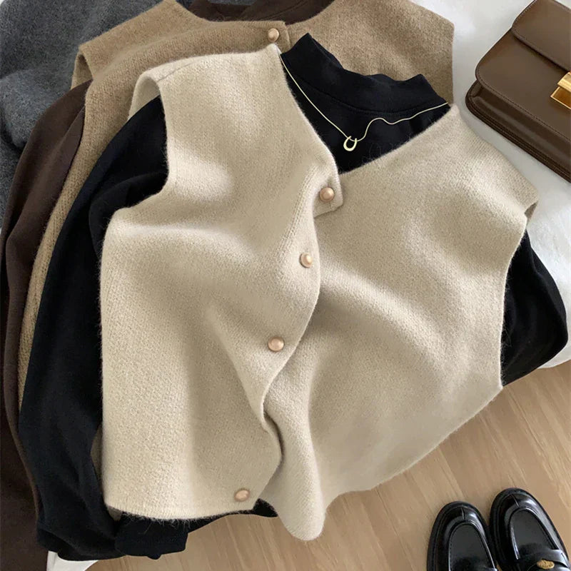 LIEKE | Wolle Dames Gilet Met Klassieke Knoopsluiting - Chic, Elegant & Comfortabel 