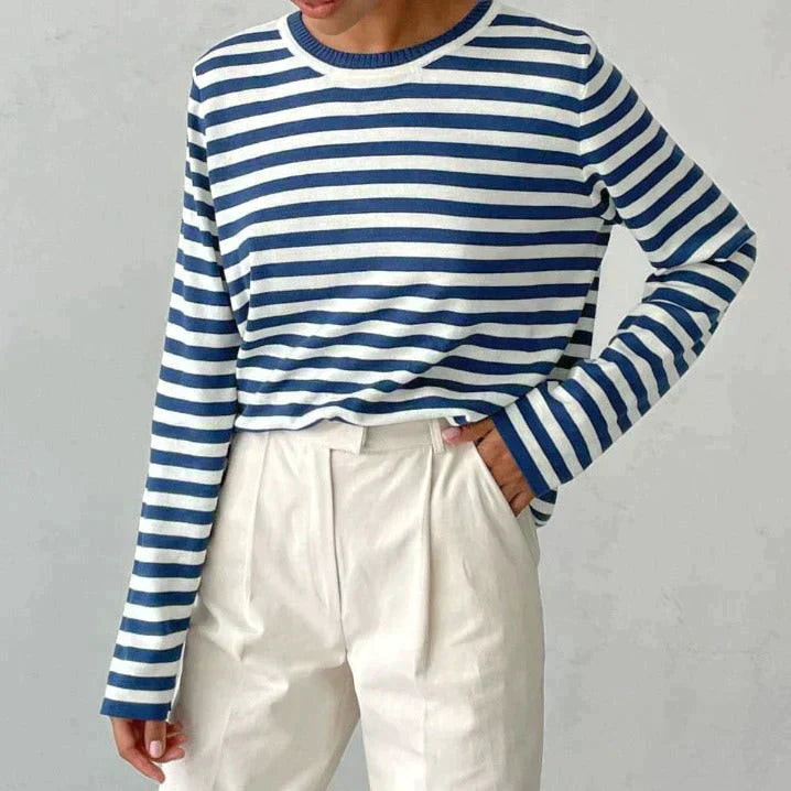 EZRA | Gestreept T-Shirt met Lange Mouwen voor Dames – Tijdloos, Comfortabel & Perfect te Combineren