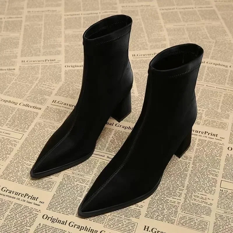 ANGEL | Elegante Velvet Enkel Laarsjes Voor Dames Met Punt Neus - Stijlvol & Comfortabel