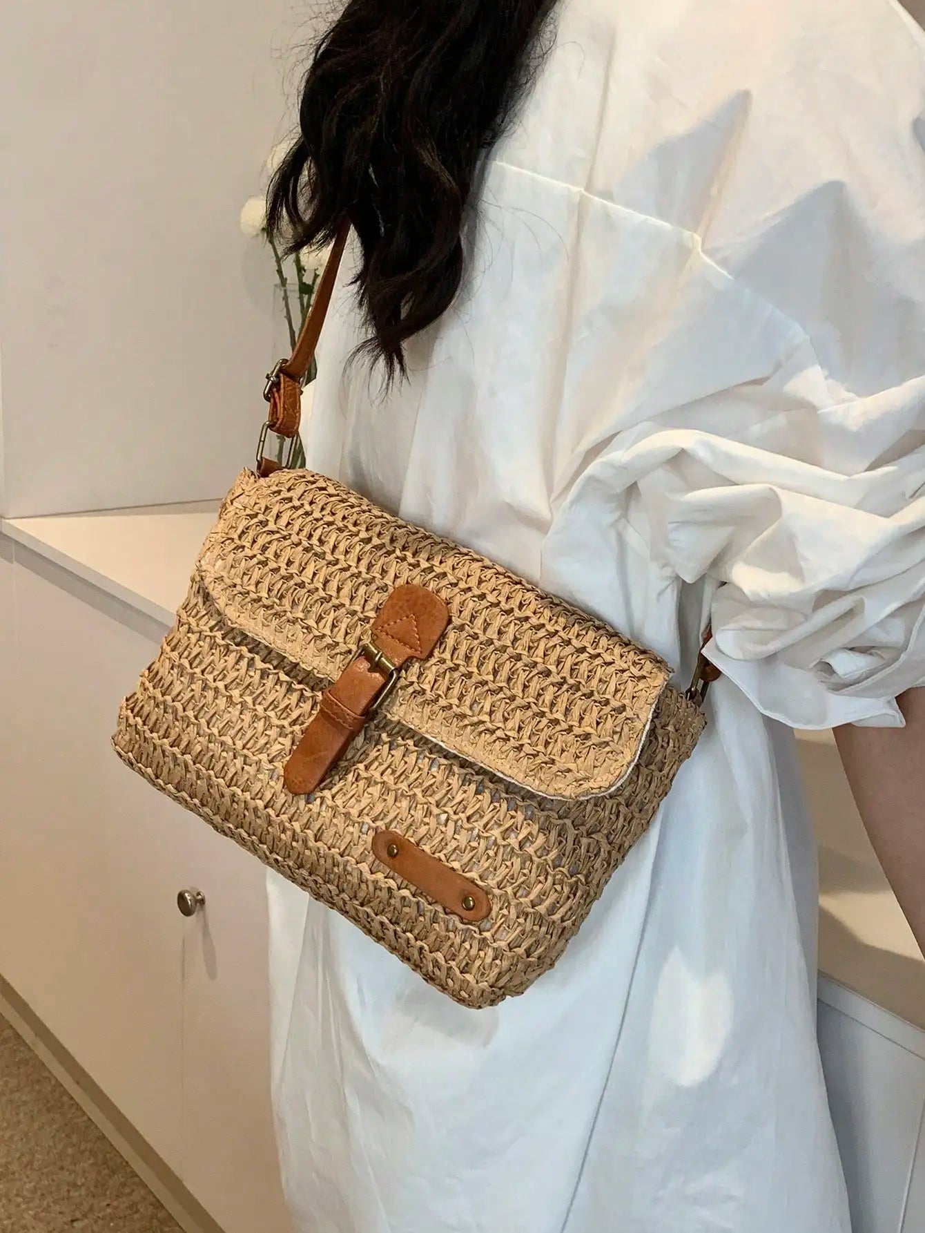 YUKO | Zomerse Geweven Dames Schoudertas in Rietstijl - Zomers, Functioneel & Perfect Voor op Vakantie