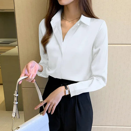 ROMINA | Luxe Satijnen Blouse Voor Dames Met Verborgen Knopen