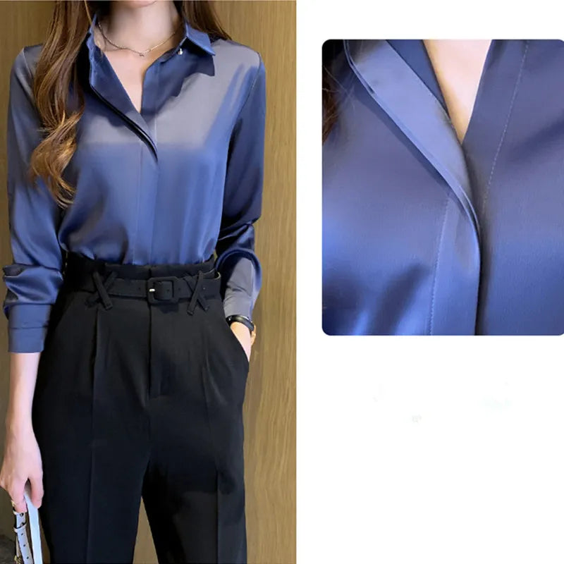 ROMINA | Luxe Satijnen Blouse Voor Dames Met Verborgen Knopen