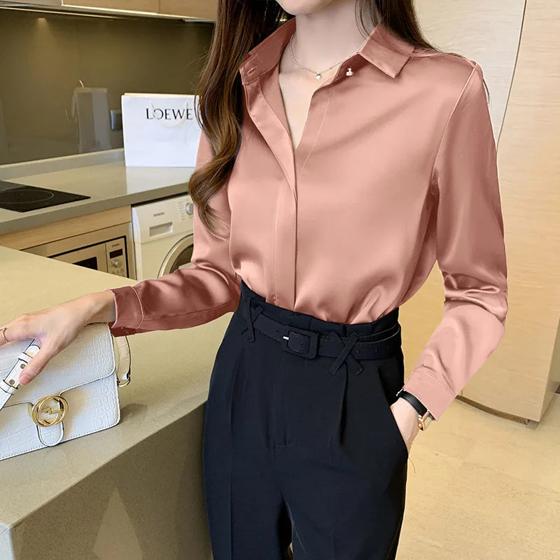 ROMINA | Luxe Satijnen Blouse Voor Dames Met Verborgen Knopen