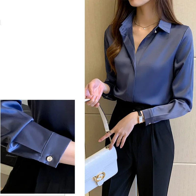 ROMINA | Luxe Satijnen Blouse Voor Dames Met Verborgen Knopen