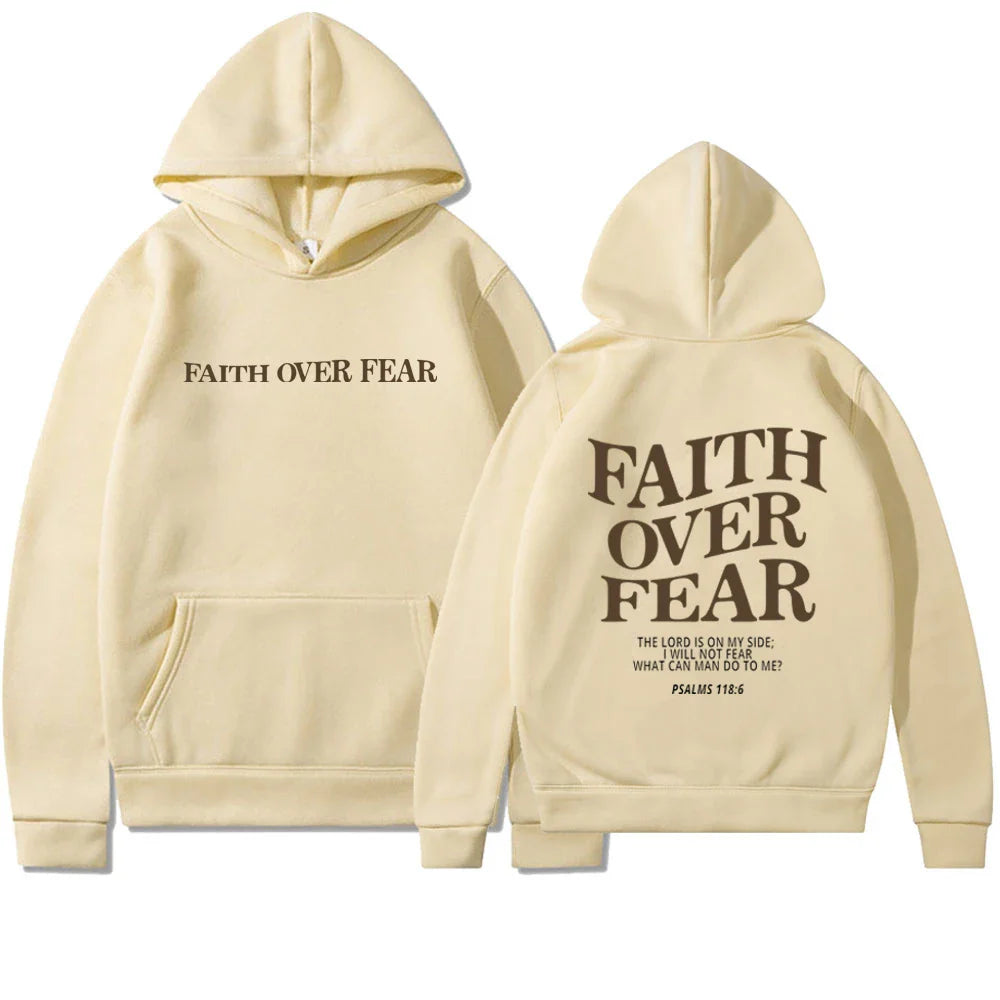 FAITH | Hoodie Voor Dames Met ‘Faith Over Fear’ Print – Zacht, Geloofsvol & Perfect Voor Elke Dag