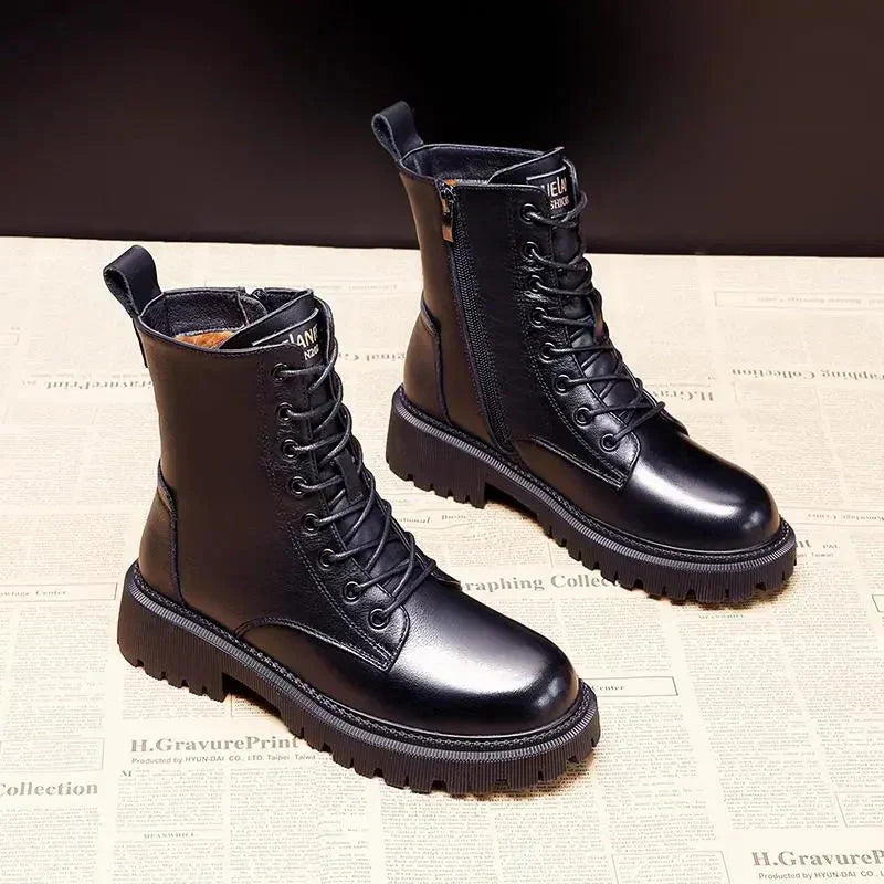 JASMIJN | Zwarte Gevoerde Leren Winterlaarzen Voor Dames – Warm, Chic & Ultiem Comfort
