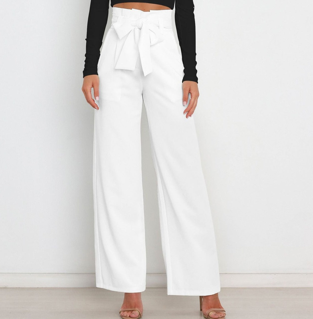 ELAYNAH | Wijde Panthalon Voor Dames Met Hoge Taille & Strik Design