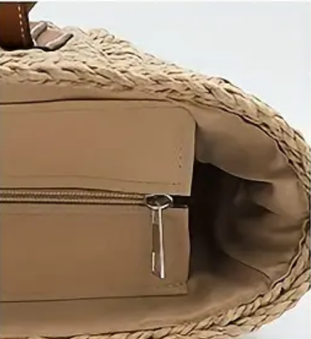 LIV | Gevlochten Strandtas Met Leren Details – Ruim, Stijlvol & Onmisbaar Deze Zomer