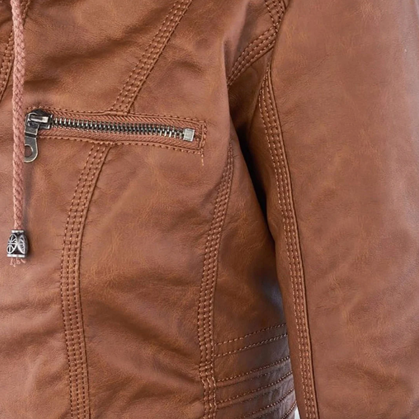 Dames casual gewatteerde leren jas – stijlvol, warm & praktisch met dubbele rits