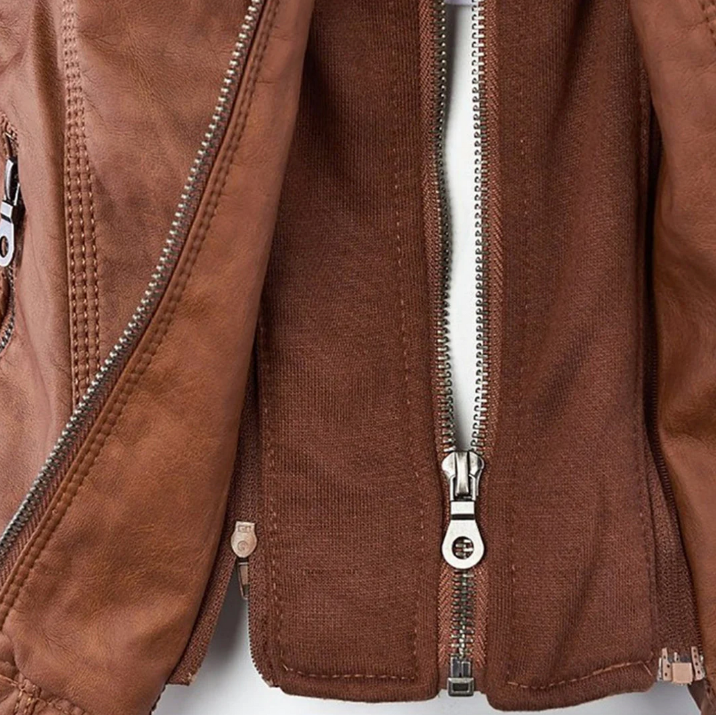 Dames casual gewatteerde leren jas – stijlvol, warm & praktisch met dubbele rits