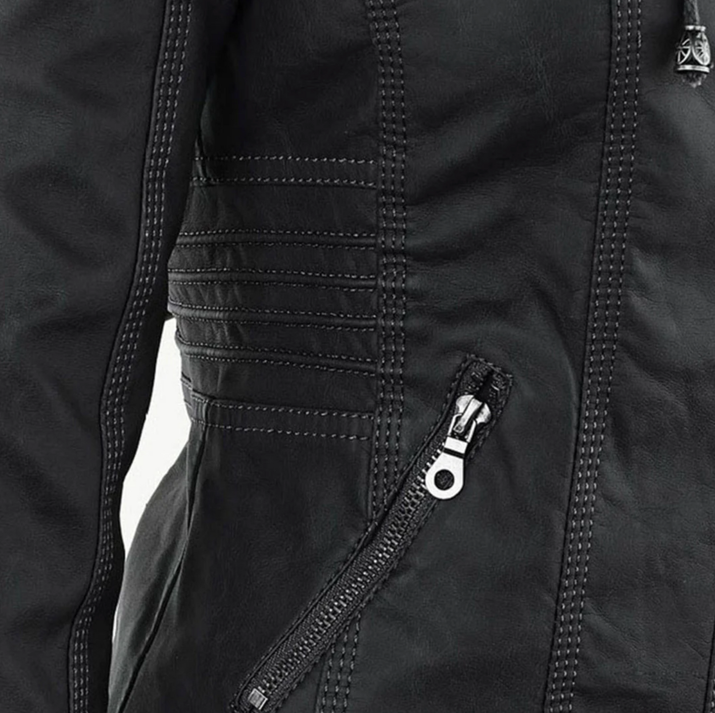 Dames casual gewatteerde leren jas – stijlvol, warm & praktisch met dubbele rits