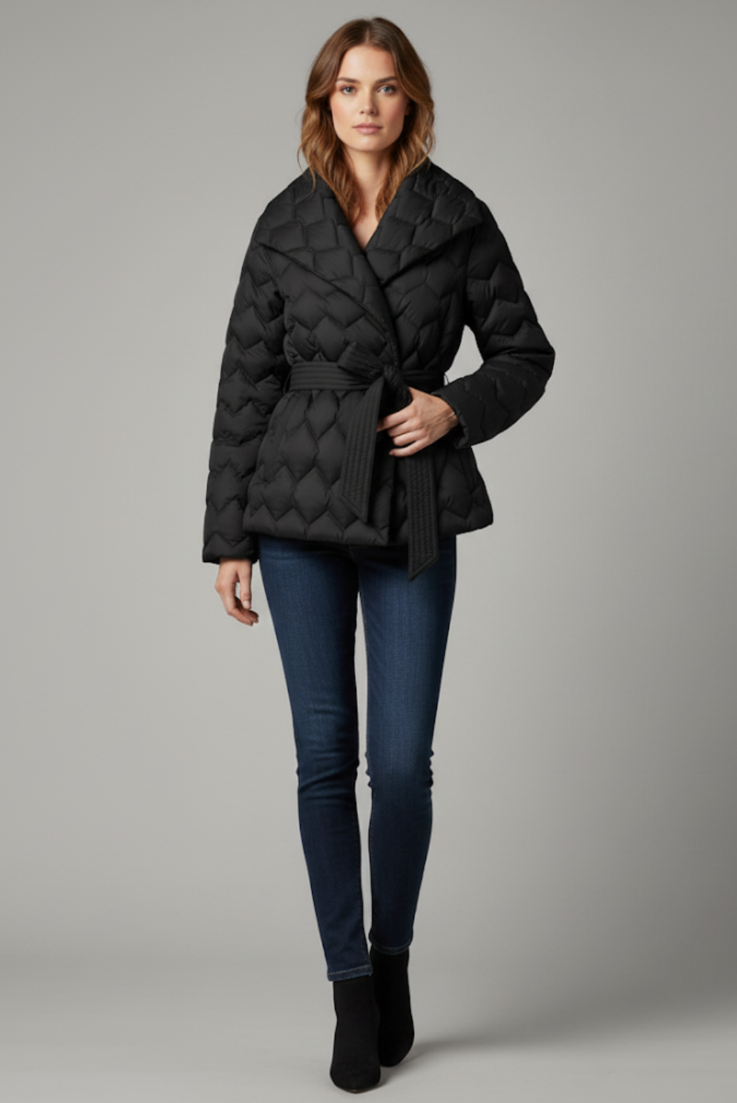 Dames Winterjas Met Dons En Bandsluiting – Warmte Zonder Onhandige Dikte