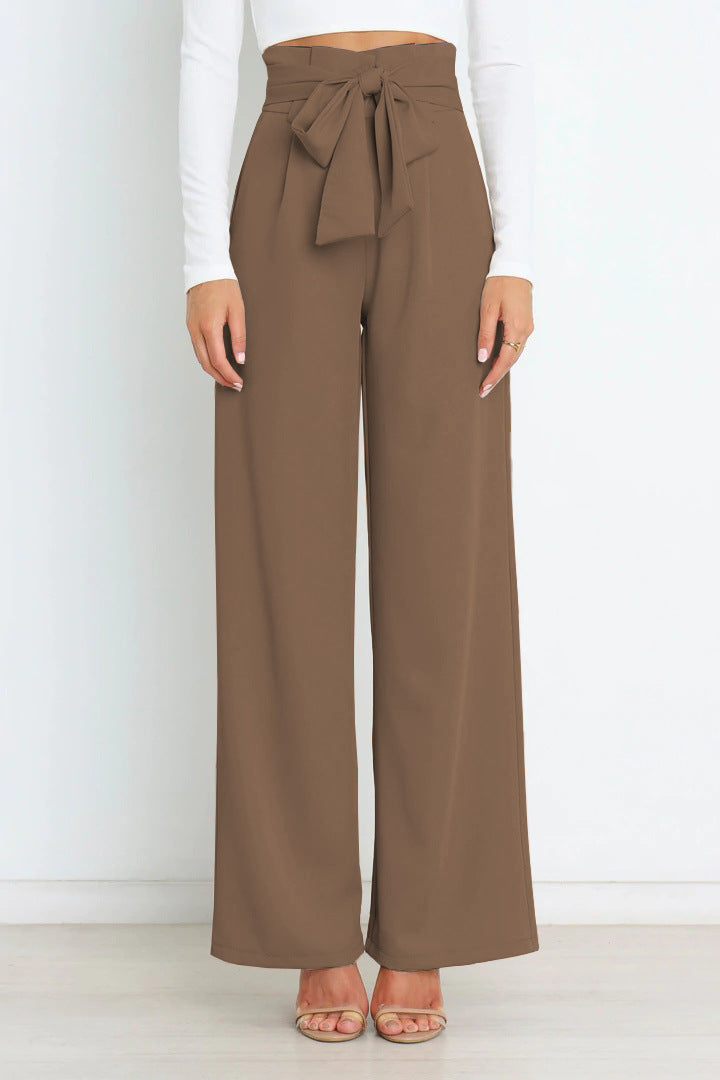 ELAYNAH | Wijde Panthalon Voor Dames Met Hoge Taille & Strik Design