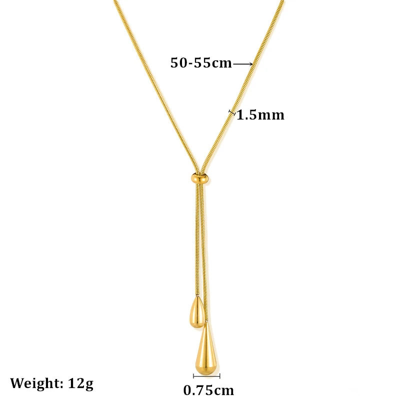 YARA | Elegante Goudkleurige Dames Ketting met Druppelvormige Hangers