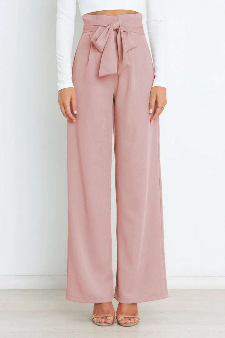 ELAYNAH | Wijde Panthalon Voor Dames Met Hoge Taille & Strik Design