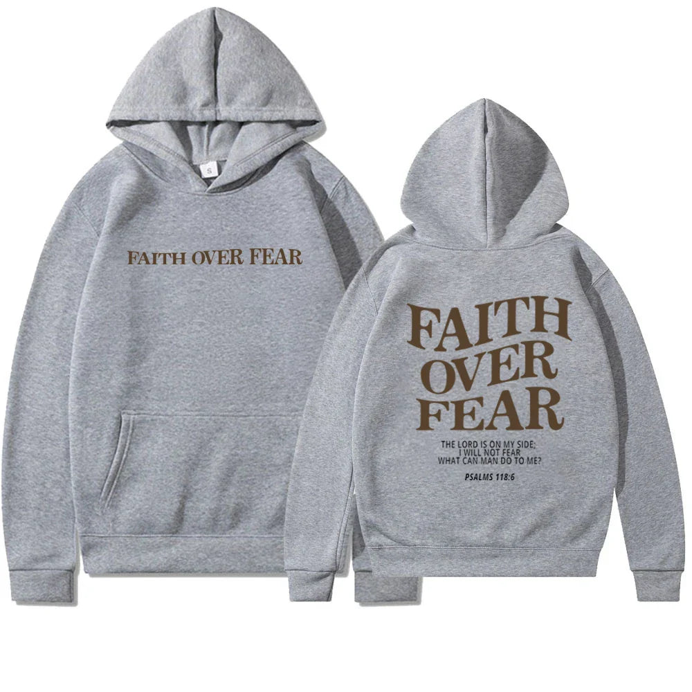 FAITH | Hoodie Voor Dames Met ‘Faith Over Fear’ Print – Zacht, Geloofsvol & Perfect Voor Elke Dag