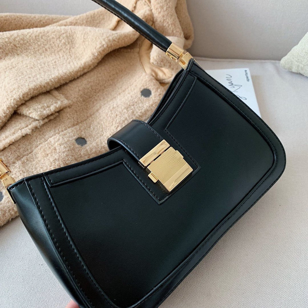 FLORE | Dames Leren Handtas Met Unieke Gesp Sluiting – Gestructureerd Design Met Flap En Metalen Sluiting – Tijdloos En Elegant